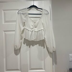 Wayf Cream Blouse with Textured Design
